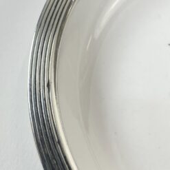 Porcelianinė Spode lėkštutė su 925 prabos sidabro apvadu 10,5×10,5×1,5 cm