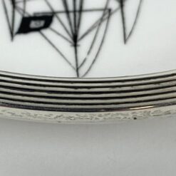 Porcelianinė Spode lėkštutė su 925 prabos sidabro apvadu 10,5×10,5×1,5 cm