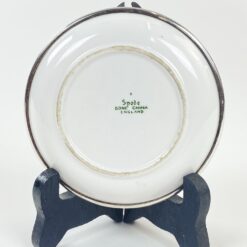 Porcelianinė Spode lėkštutė su 925 prabos sidabro apvadu 10,5×10,5×1,5 cm