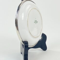 Porcelianinė Spode lėkštutė su 925 prabos sidabro apvadu 10,5×10,5×1,5 cm
