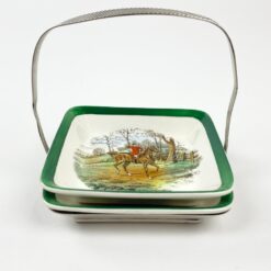 Keramikinių Copeland Spode lėkštučių ir 925 prabos sidabrinio laikiklio komplektas