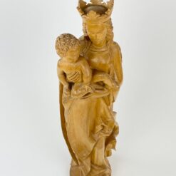 Medinė Švč. Mergelės Marijos su Kūdikėliu Jėzumi statula 13x16x52,5 cm