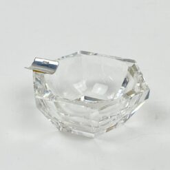 Stiklinė miniatiūrinė peleninė su 925 prabos sidabriniu grioveliu 6x5x2,5 cm