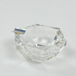 Stiklinė miniatiūrinė peleninė su 925 prabos sidabriniu grioveliu 6x5x2,5 cm