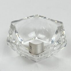 Stiklinė miniatiūrinė peleninė su 925 prabos sidabriniu grioveliu 6x5x2,5 cm