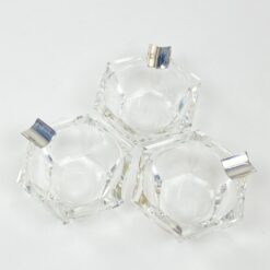 Stiklinė miniatiūrinė peleninė su 925 prabos sidabriniu grioveliu 6x5x2,5 cm