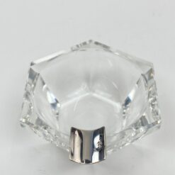 Stiklinė miniatiūrinė peleninė su 925 prabos sidabriniu grioveliu 6x5x2,5 cm