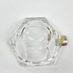 Stiklinė miniatiūrinė peleninė su 925 prabos sidabriniu grioveliu 6x5x2,5 cm