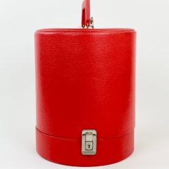 Raudonos spalvos rakinamas eko odos lagaminas cilindrinei skrybėlei 26x28x32 cm