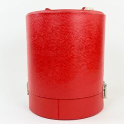Raudonos spalvos rakinamas eko odos lagaminas cilindrinei skrybėlei 26x28x32 cm