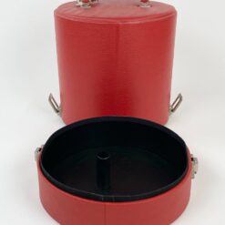 Raudonos spalvos rakinamas eko odos lagaminas cilindrinei skrybėlei 26x28x32 cm