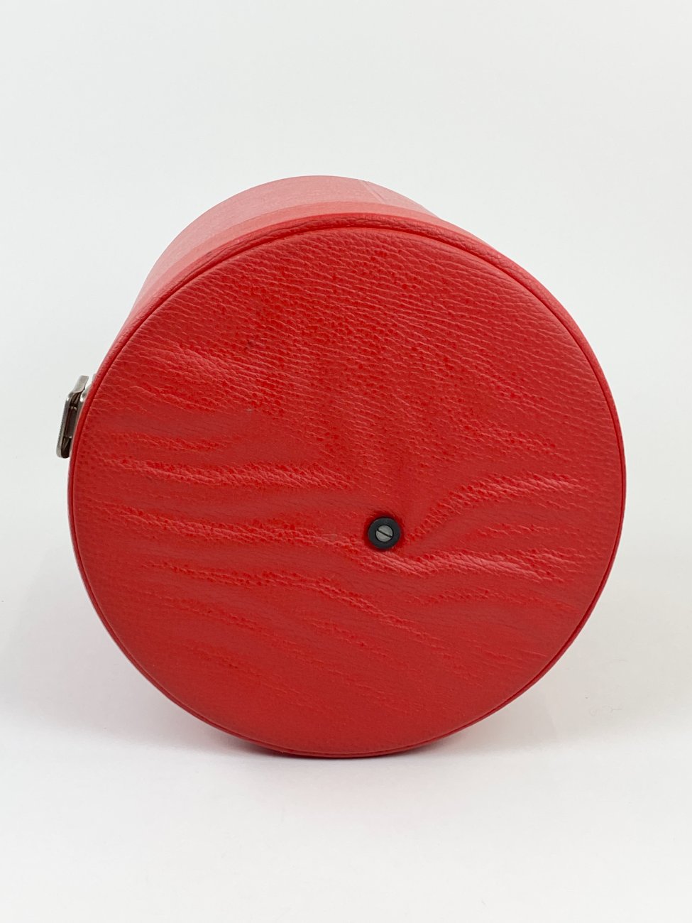 HN1496-lagaminai-8 Raudonos spalvos rakinamas eko odos lagaminas cilindrinei skrybėlei 26x28x32 cm