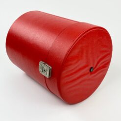 Raudonos spalvos rakinamas eko odos lagaminas cilindrinei skrybėlei 26x28x32 cm