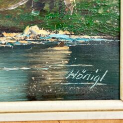 Aliejiniais dažais ant drobės tapytas kalnų peizažas mediniame rėme 5x92x52 cm