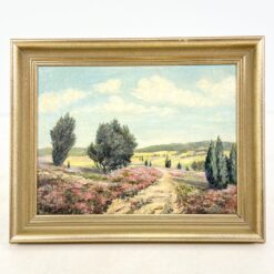 Ant kartono aliejiniais dažais tapytas gamtos peizažas medžio rėme 7×65,5×53 cm