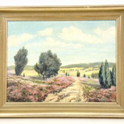 Ant kartono aliejiniais dažais tapytas gamtos peizažas medžio rėme 7×65,5×53 cm