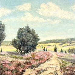 Ant kartono aliejiniais dažais tapytas gamtos peizažas medžio rėme 7×65,5×53 cm