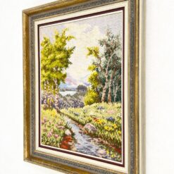 Siuvinėtas gamtos peizažas mediniame rėme 4,5×48,5×58,5 cm