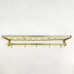 Vintažinė sieninė aliumininė kabykla su penkiais kabliukais 24,5×26,5×13 cm