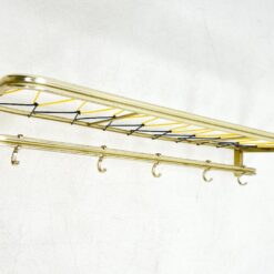 Vintažinė sieninė aliumininė kabykla su penkiais kabliukais 24,5×26,5×13 cm