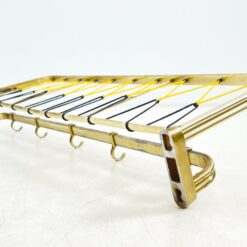 Vintažinė sieninė aliumininė kabykla su penkiais kabliukais 24,5×26,5×13 cm