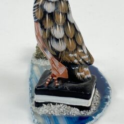 Keramikinė pelėdos statulėlė su pirito akmeniu 11,5x5x7 cm