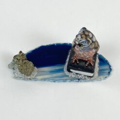 Keramikinė pelėdos statulėlė su pirito akmeniu 11,5x5x7 cm