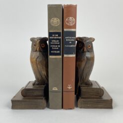 Mediniai knygų laikikliai su apuokų figūromis 2 vnt. komplektas 11x8x15,5 cm