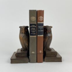 Mediniai knygų laikikliai su apuokų figūromis 2 vnt. komplektas 11x8x15,5 cm