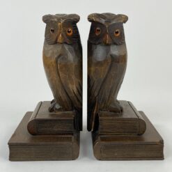 Mediniai knygų laikikliai su apuokų figūromis 2 vnt. komplektas 11x8x15,5 cm