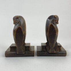 Mediniai knygų laikikliai su apuokų figūromis 2 vnt. komplektas 11x8x15,5 cm