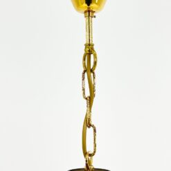 Žalvarinis trijų šakų sietynas su žiedo formos stiklo gaubtais 44x44x64 cm