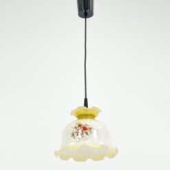 Pakabinamas šviestuvas stikliniu gaubtu su gėlių raštais 20x20x65 cm