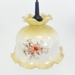 Pakabinamas šviestuvas stikliniu gaubtu su gėlių raštais 20x20x65 cm