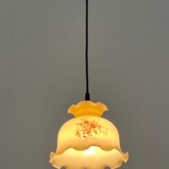 Pakabinamas šviestuvas stikliniu gaubtu su gėlių raštais 20x20x65 cm