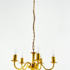 Žalvarinis penkių šakų pakabinamas sietynas 42x42x97 cm