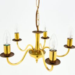 Žalvarinis penkių šakų pakabinamas sietynas 42x42x97 cm