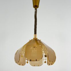 Reguliuojamo aukščio metalinis pakabinamas šviestuvas su stiklu 42x42x76(+104) cm