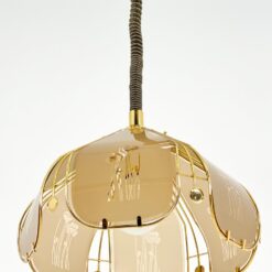 Reguliuojamo aukščio metalinis pakabinamas šviestuvas su stiklu 42x42x76(+104) cm