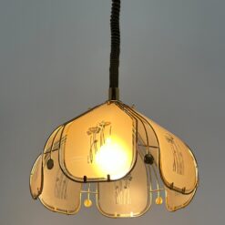 Reguliuojamo aukščio metalinis pakabinamas šviestuvas su stiklu 42x42x76(+104) cm