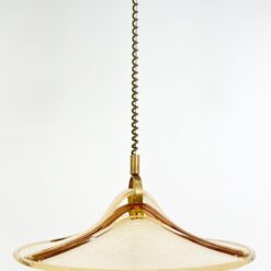 Reguliuojamo aukščio pakabinamas šviestuvas rankų darbo stiklo gaubtu 62x62x52(+67) cm