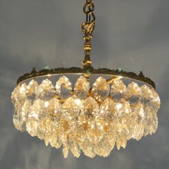 Pakabinamas Schröder and Co žalvario ir krištolo sietynas 42x42x65 cm