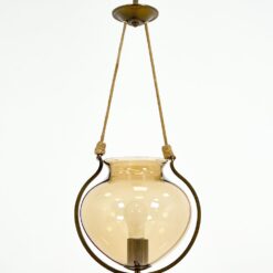 Pakabinamas žalvarinis šviestuvas stikliniu gaubtu (neveikia) 25x29x84 cm