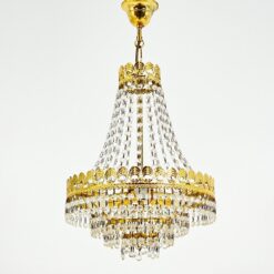 Aukso spalvos metalo pakabinamas sietynas su stiklo karoliukais 33x33x60 cm