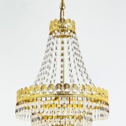 Aukso spalvos metalo pakabinamas sietynas su stiklo karoliukais 33x33x60 cm