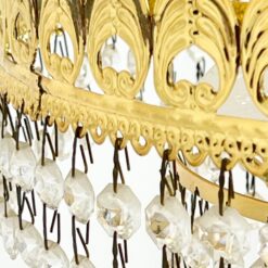 Aukso spalvos metalo pakabinamas sietynas su stiklo karoliukais 33x33x60 cm