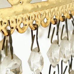 Aukso spalvos metalo pakabinamas sietynas su stiklo karoliukais 33x33x60 cm