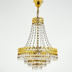 Aukso spalvos metalo pakabinamas sietynas su stiklo karoliukais 33x33x60 cm