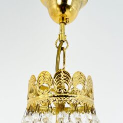 Aukso spalvos metalo pakabinamas sietynas su stiklo karoliukais 33x33x60 cm