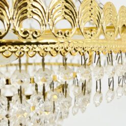 Aukso spalvos metalo pakabinamas sietynas su stiklo karoliukais 33x33x60 cm